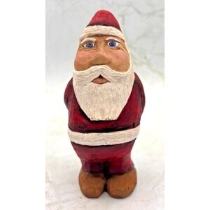 Hand Carved‎ Santa Dave Heldreth 2001 Wood Folk Art Figurine Signed 7" WV EUC